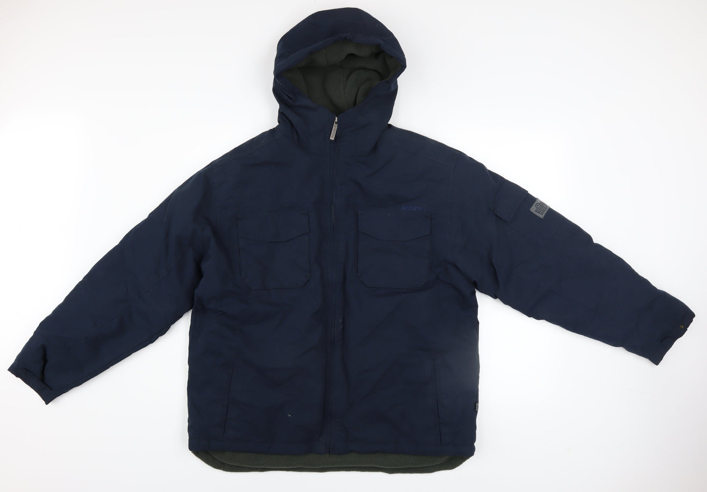 Admiral Boys Blue Hooded Puffer Jacket 13 Years Water Resistant Winter Coat