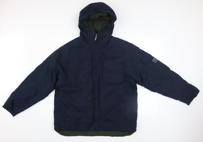 Additional front view of Admiral boys’ blue hooded puffer jacket 13 years water resistant winter coat