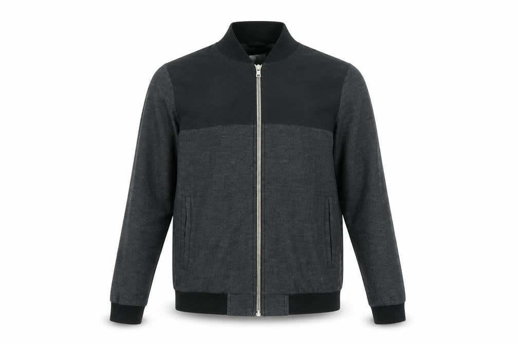 Pull&Bear Men’s Grey Bomber Jacket S Cotton Blend Full Zip