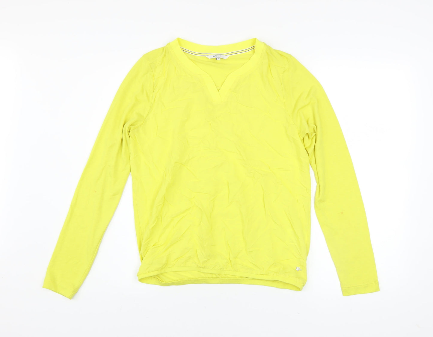 Sandwich Women’s Yellow V-Neck Long Sleeve Jersey T-Shirt Size S