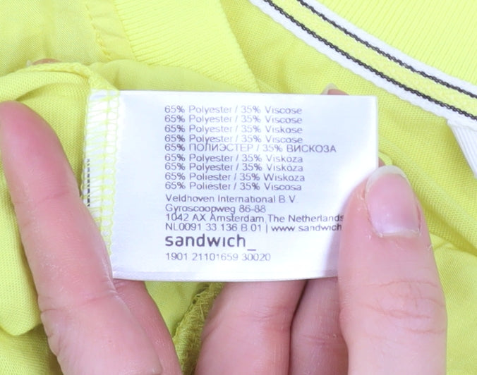 Sandwich Women’s Yellow V-Neck Long Sleeve Jersey T-Shirt Size S