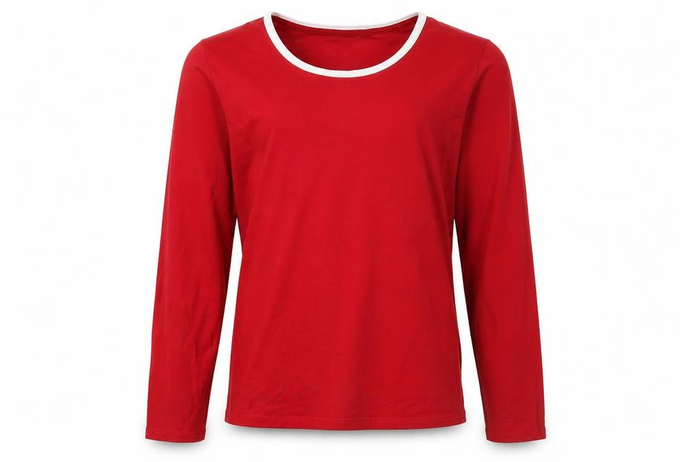 Lands' End Men's Red Long Sleeve Cotton Elastane Casual Top L