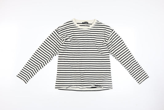 Zara Women’s Black Stripe Long Sleeve Cotton T-Shirt Size S