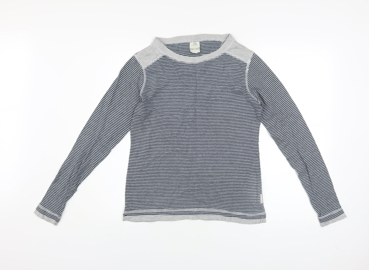 Trespass Men Blue Striped Cotton Long Sleeve Casual Top M