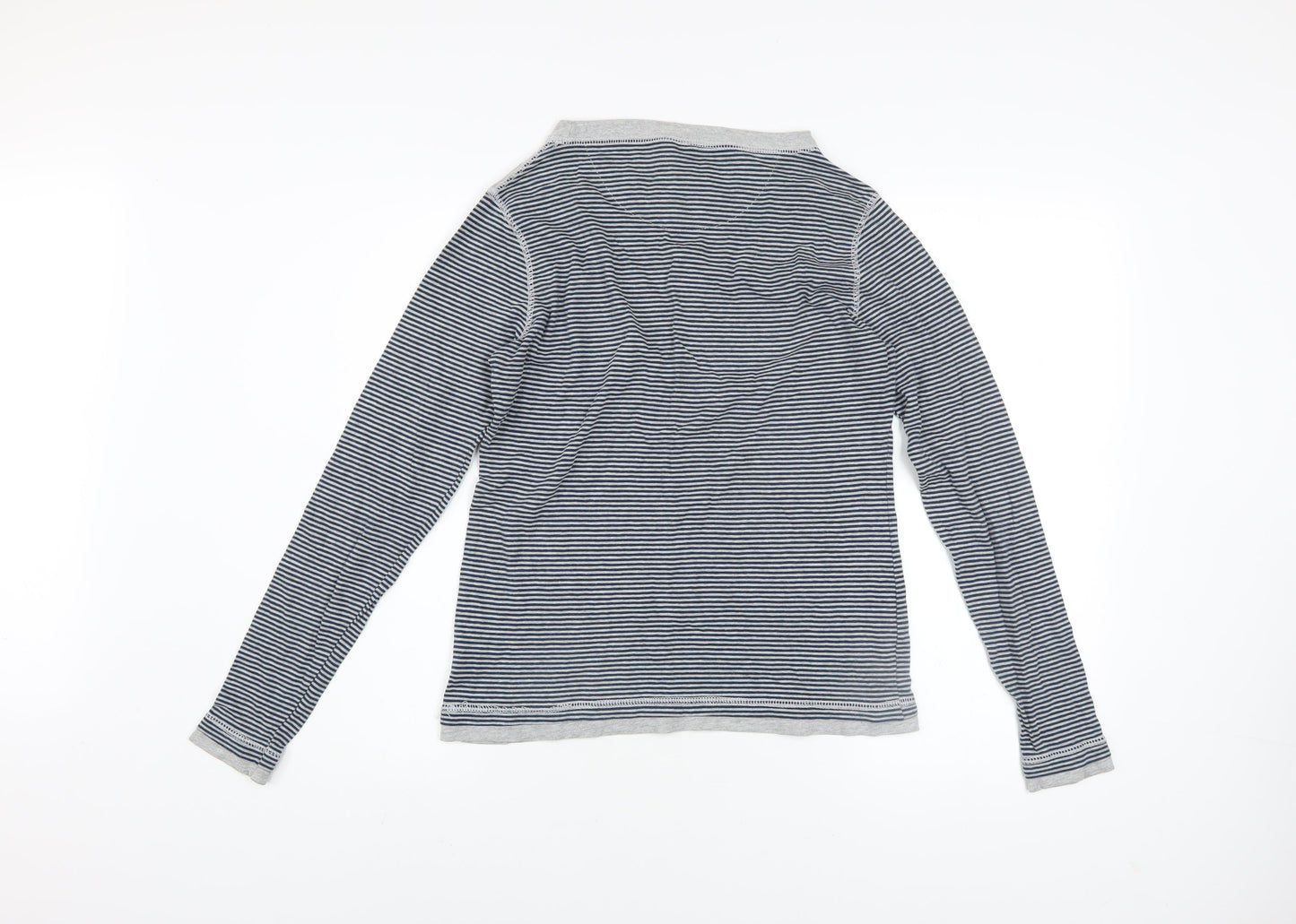 Trespass Men Blue Striped Cotton Long Sleeve Casual Top M