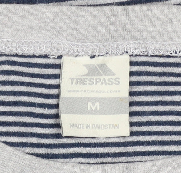 Trespass Men Blue Striped Cotton Long Sleeve Casual Top M