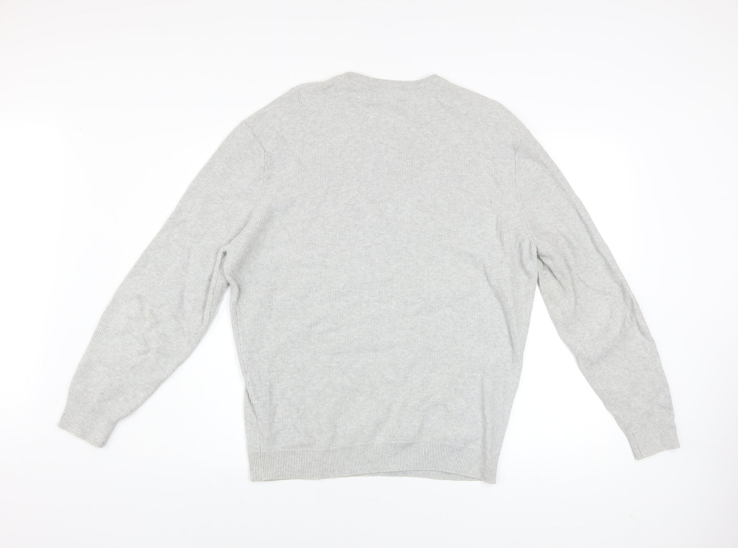 Zara Men’s Grey Cotton Crew Neck Pullover Jumper Size L