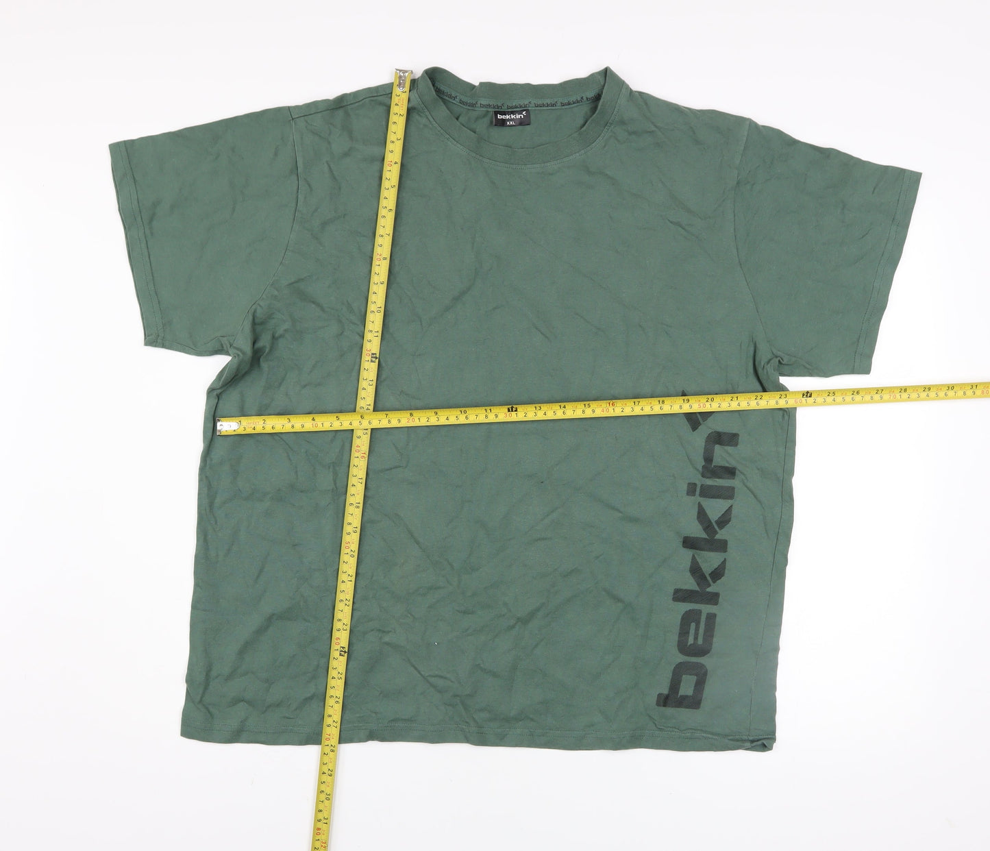 Bekkin Men Green 2XL Crew Neck Cotton T-Shirt