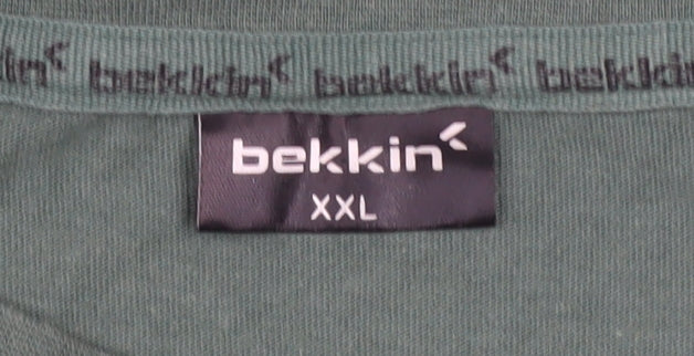 Bekkin Men Green 2XL Crew Neck Cotton T-Shirt