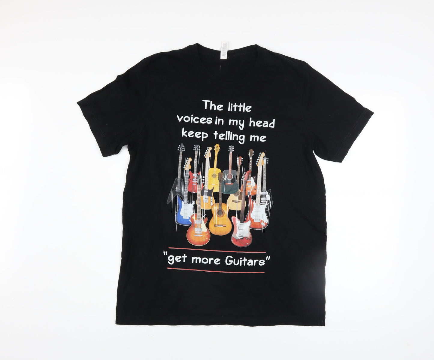 Bella + Canvas Men's Black Funny Guitar Graphic T-Shirt Size L