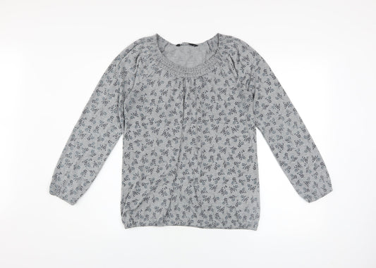 Bm Casual Women’s Grey Floral Long Sleeve Tunic Top Size 12