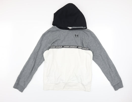 Under Armour Teens Grey Pullover Hoodie YXL Cotton Blend Sportswear