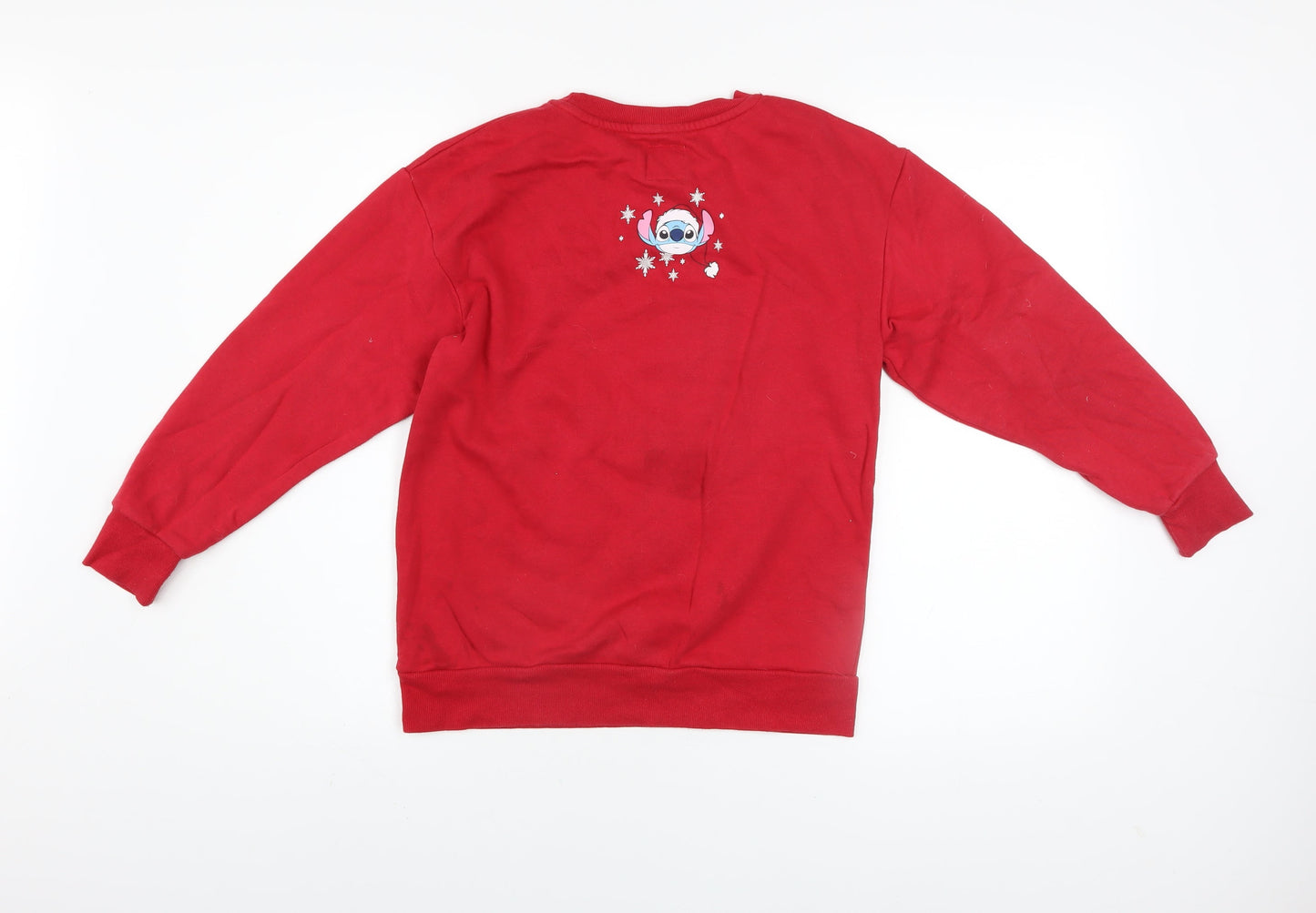 Primark Disney Stitch Girls Red Christmas Pullover Sweatshirt 11 Years