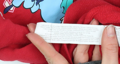Brand and care label for Primark Disney Stitch girls’ red christmas pullover sweatshirt 11 years