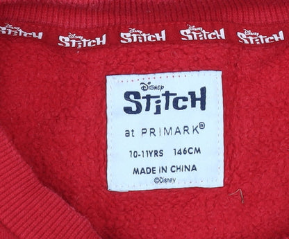 Additional view of Primark Disney Stitch girls’ red christmas pullover sweatshirt 11 years