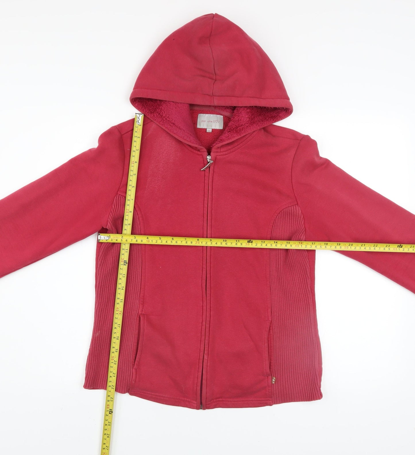 Marks and Spencer Per Una Women Red Full Zip Hooded Sweatshirt M