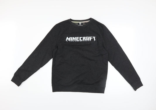 Next Boys Black Minecraft Pullover Sweatshirt 13 Years Regular Fit