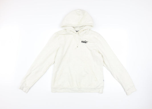 Puma Women Ivory Pullover Hoodie Medium Hooded Sweatshirt