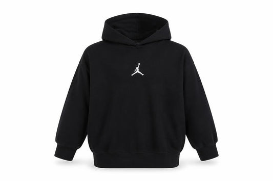 Front view of Jordan boys’ black pullover hoodie 10-12 years fleece hooded sweatshirt