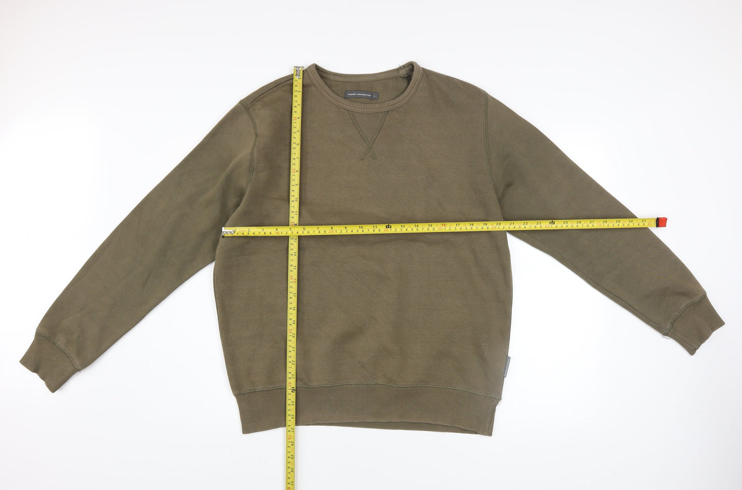 French Connection Men's Green Cotton Blend Crew Neck Sweatshirt Size L