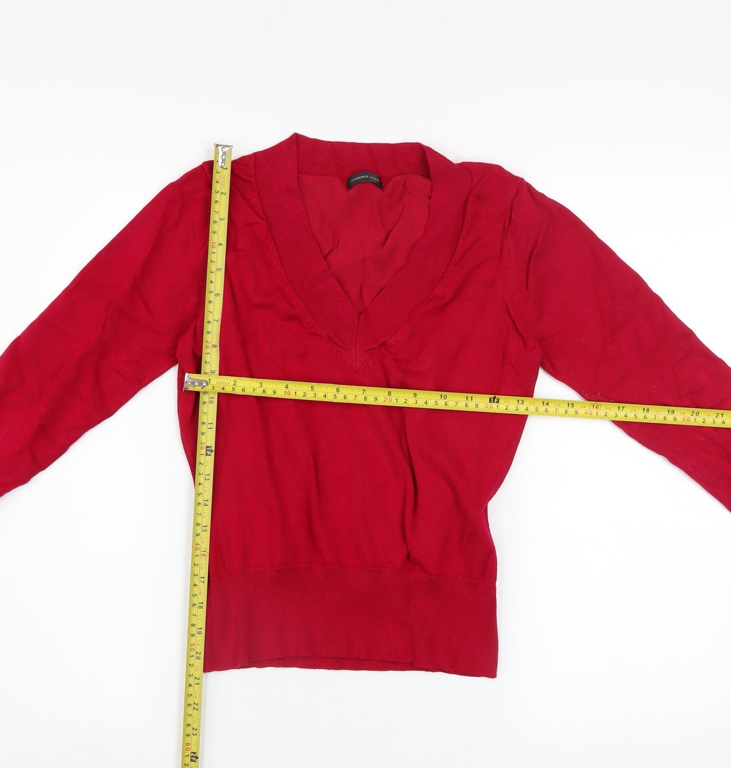 Florence & Fred Women's Red V-Neck Knit Pullover Jumper Size 14