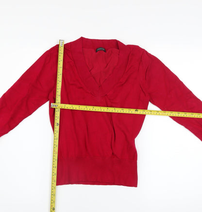 F&F Women's Red V-Neck Knit Pullover Jumper Size 14