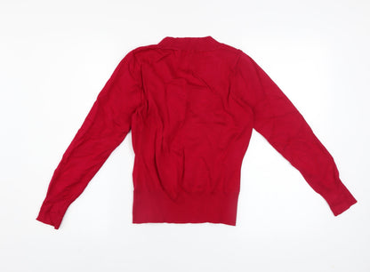F&F Women's Red V-Neck Knit Pullover Jumper Size 14