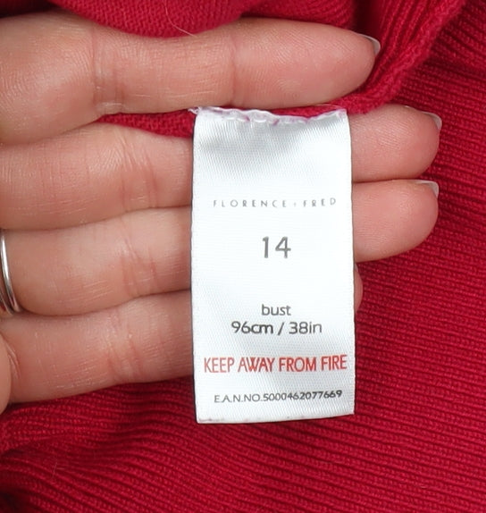 Florence & Fred Women's Red V-Neck Knit Pullover Jumper Size 14