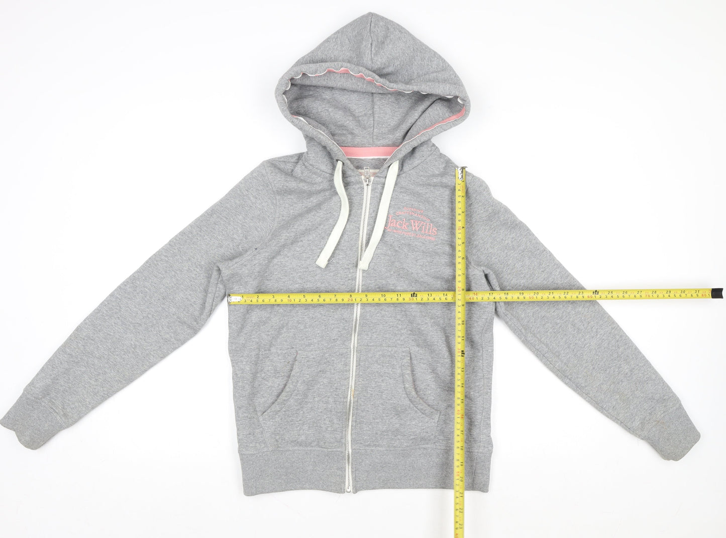 Jack Wills Women’s Grey Hooded Full Zip Jersey Jacket Size 8