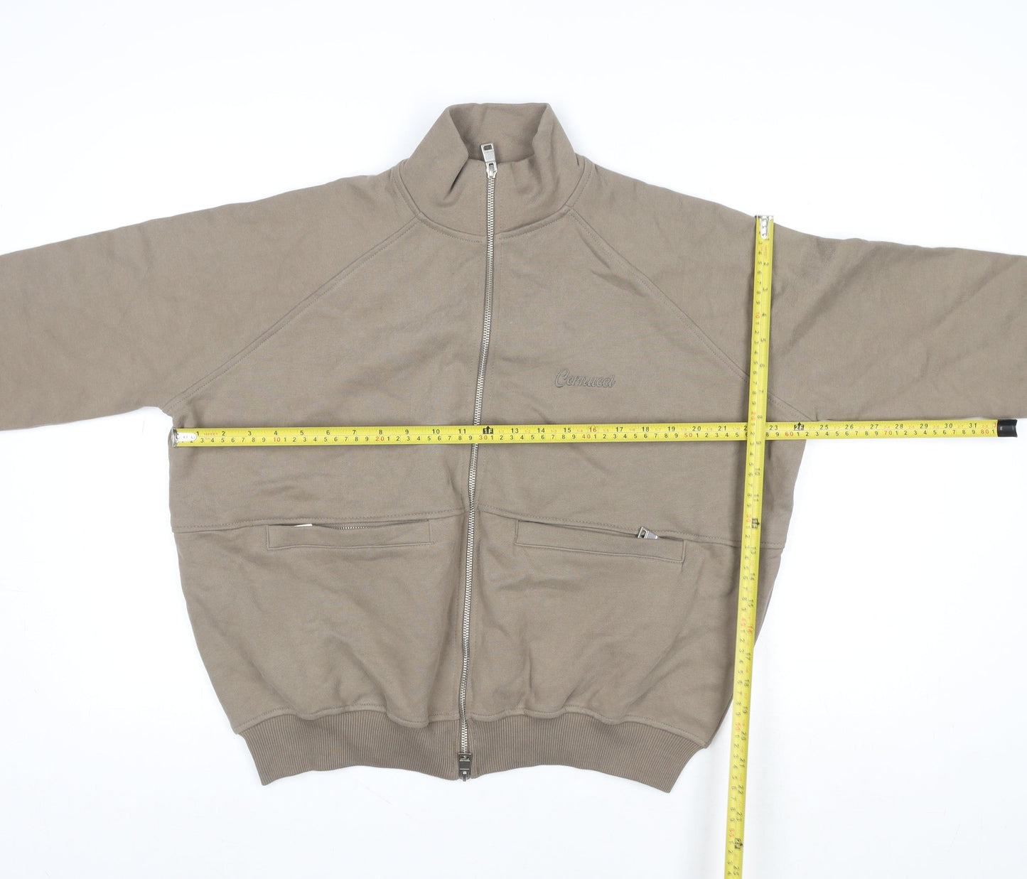 Cernucci Men's Brown Cotton Bomber Jacket L Full Zip Casual