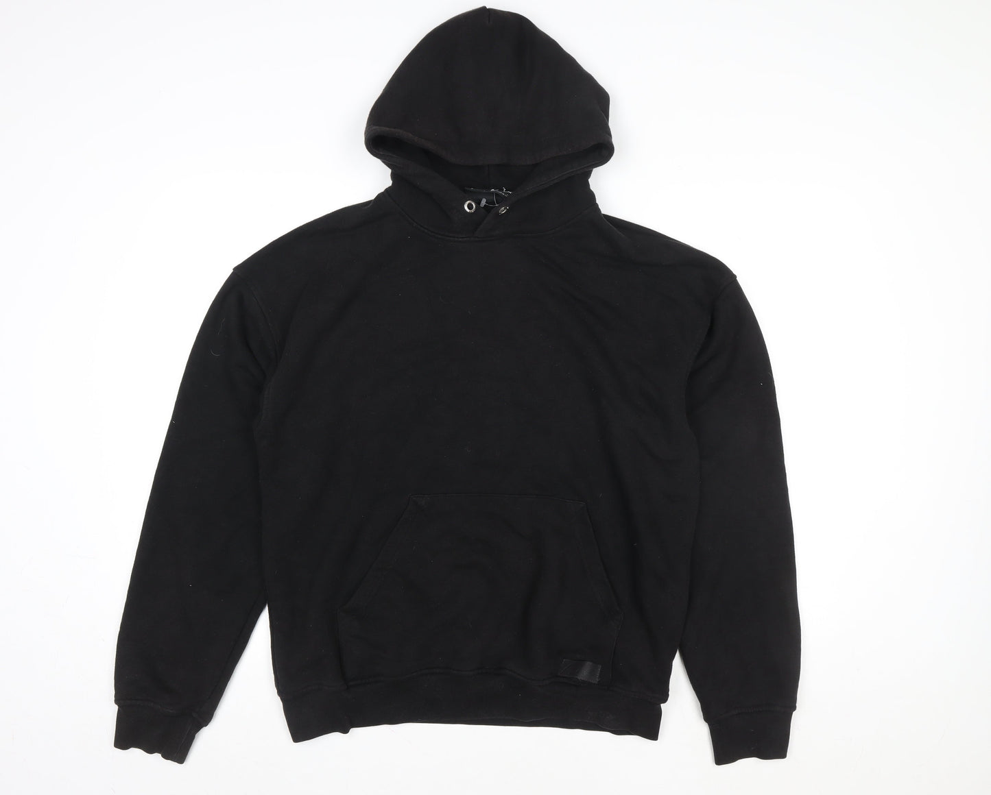 John Couture Women Black Medium Pullover Hoodie Embroidered Logo