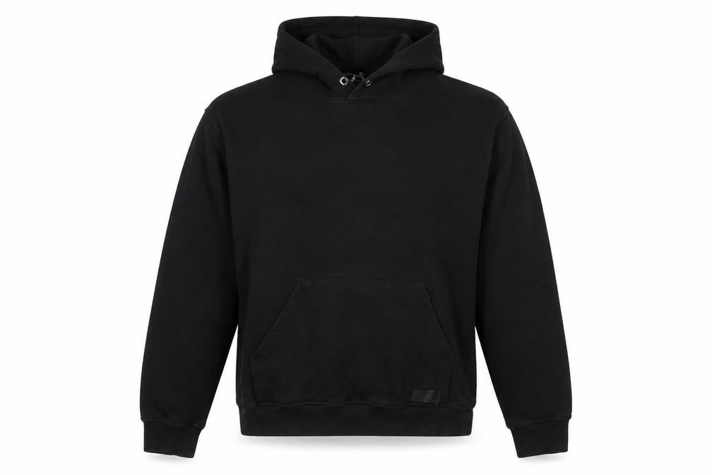 John Couture Women Black Medium Pullover Hoodie Embroidered Logo