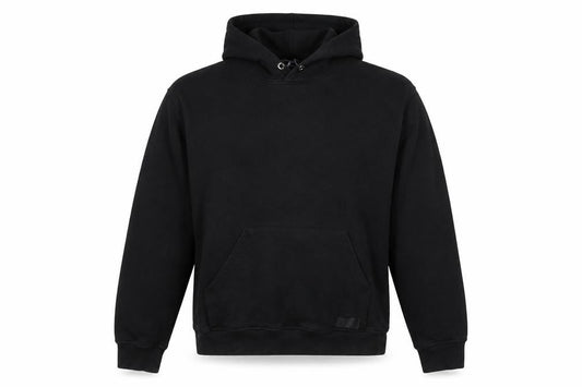 John Couture Women Black Medium Pullover Hoodie Embroidered Logo