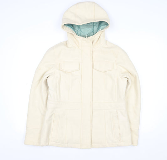 Debenhams Women’s Ivory Wool Hooded Parka Jacket Size 14