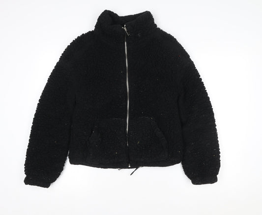 New Look Women's Black Fleece Full Zip Short Jacket Size S