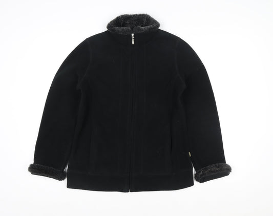 Maine New England Women's Black Faux Fur Trim Full Zip Jacket Size 10