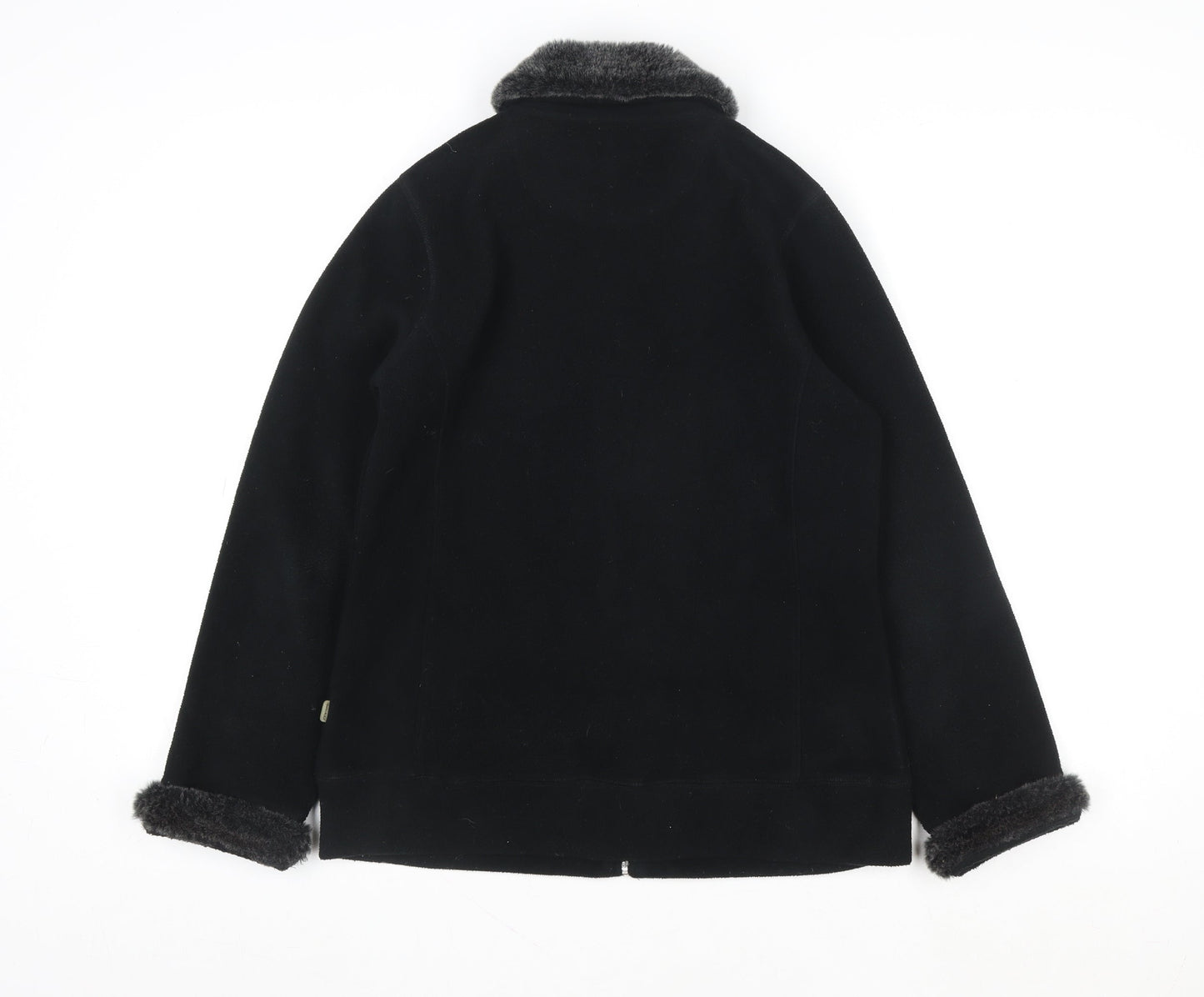 Maine New England Women's Black Faux Fur Trim Full Zip Jacket Size 10