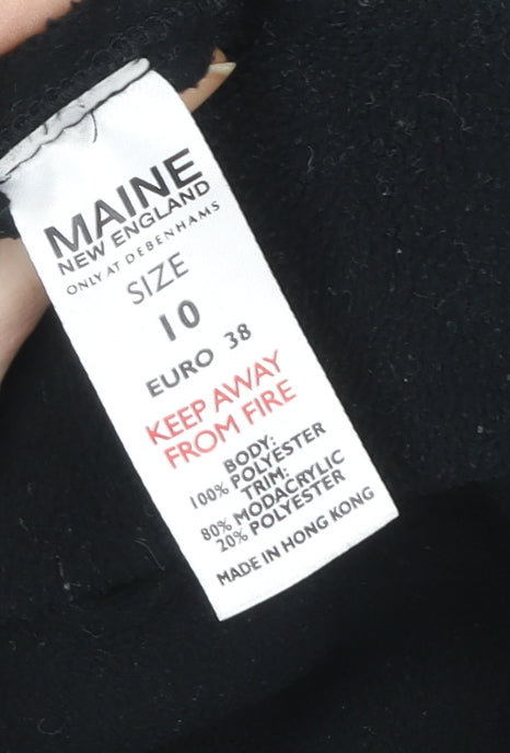 Maine New England Women's Black Faux Fur Trim Full Zip Jacket Size 10