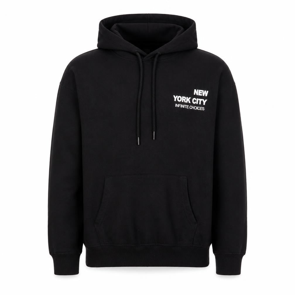 Styli Men's Black XS Pullover Hoodie with City Graphic Print