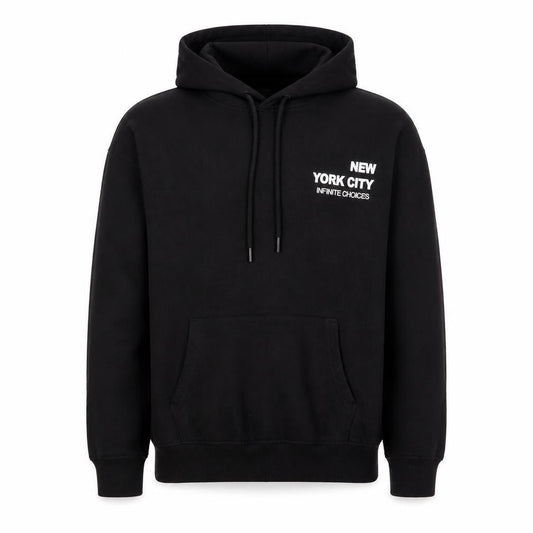 Styli Men's Black XS Pullover Hoodie with City Graphic Print