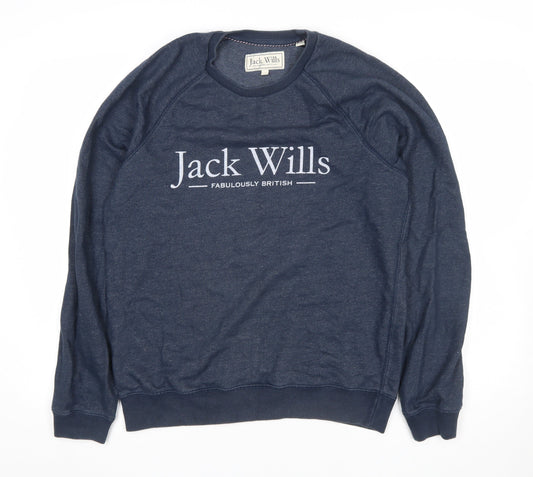 Jack Wills Women Navy Blue Logo Crew Neck Sweatshirt M