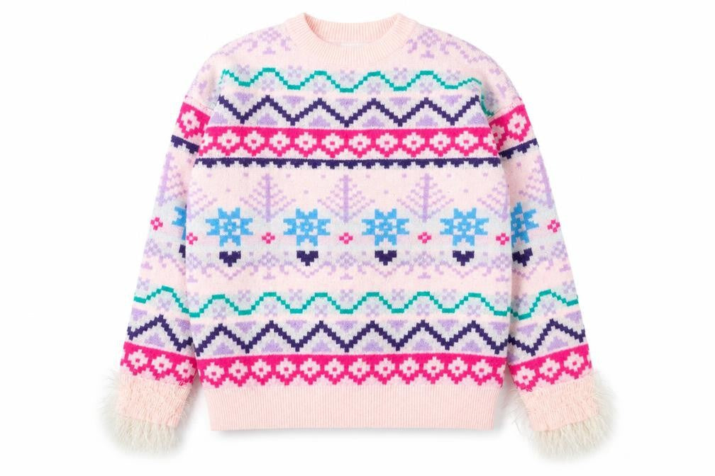 Boohoo Womens Multicoloured Fair Isle Knit Jumper M Crew Neck Winter Pullover