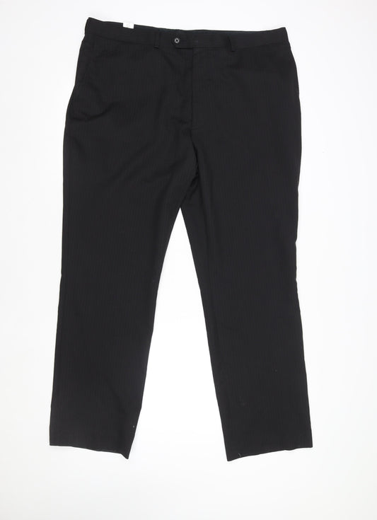 Next Men's Black Wool Blend Formal Dress Trousers 40R Regular Fit
