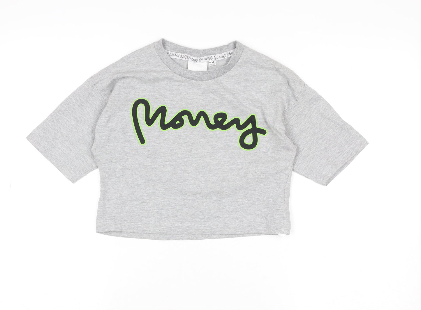 Money Boys Grey Logo T-Shirt 11-12 Years Regular Fit Crew Neck
