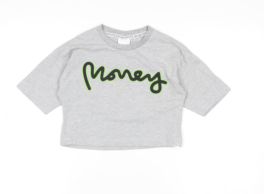 Money Boys Grey Logo T-Shirt 11-12 Years Regular Fit Crew Neck
