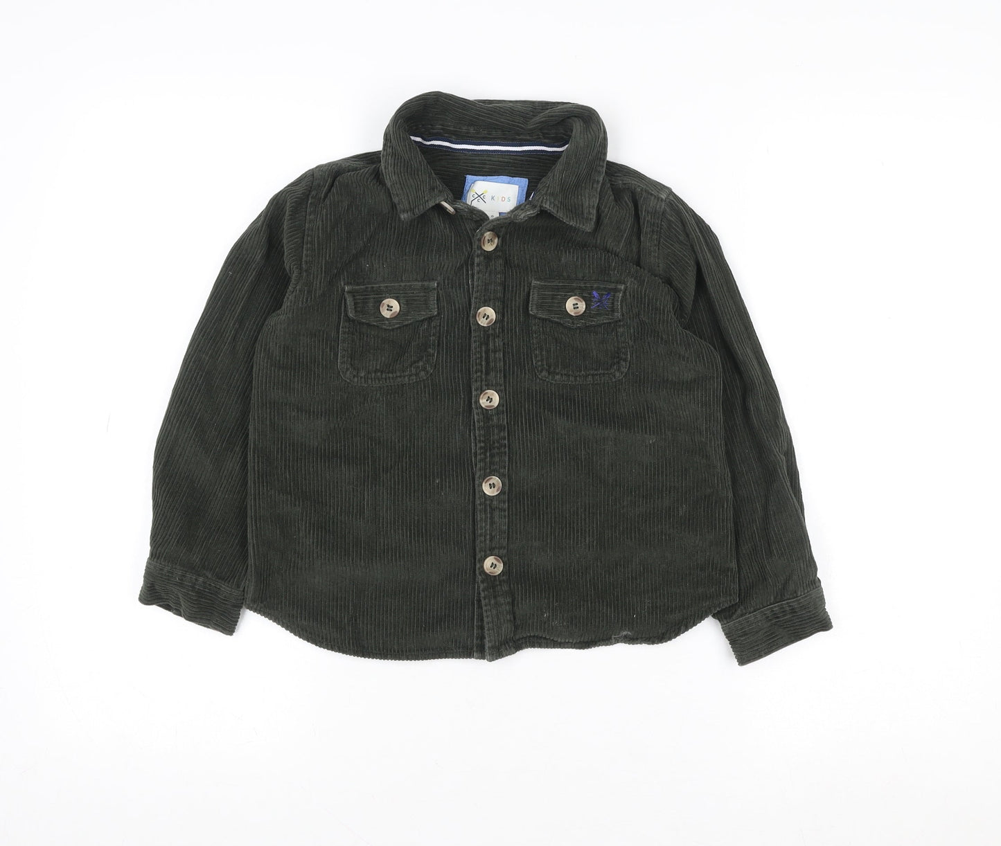 Crew Clothing Boys Green Corduroy Shirt Jacket 7-8 Years Button Front