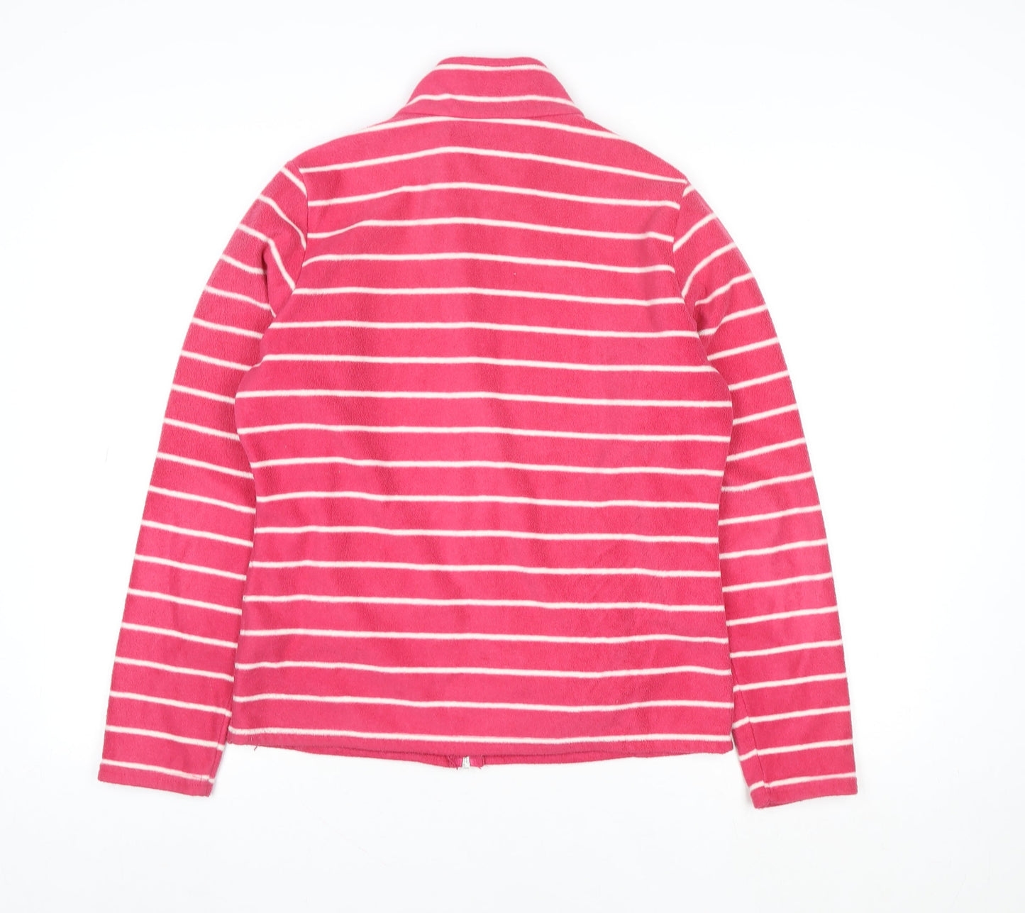 Marks and Spencer Women's Pink Striped Fleece Full Zip Sweatshirt UK 12
