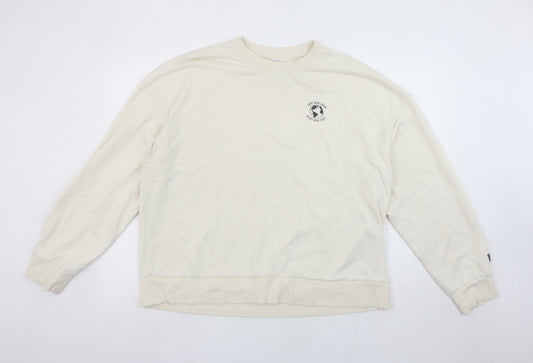 H&M Divided Women’s Beige Crew Neck Sweatshirt Size L Relaxed Fit