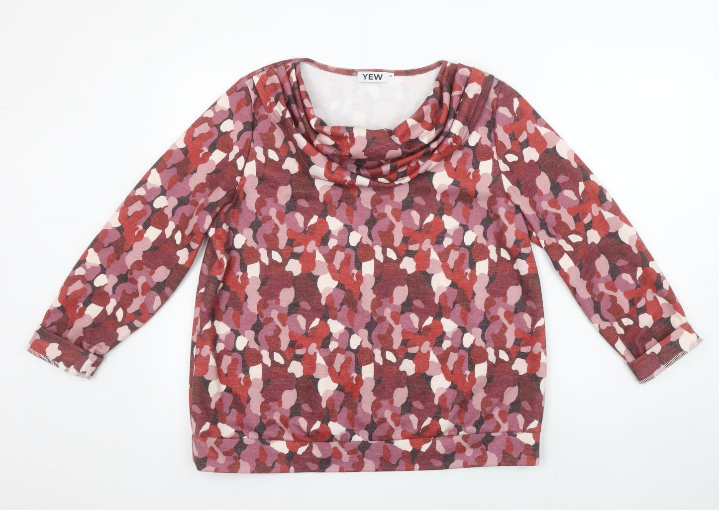 YEW Women's Multicoloured Cowl Neck Jersey Blouse Size L
