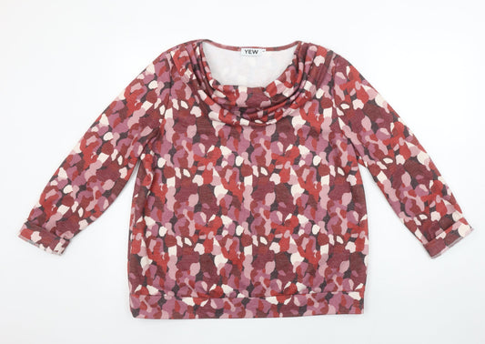 YEW Women's Multicoloured Cowl Neck Jersey Blouse Size L